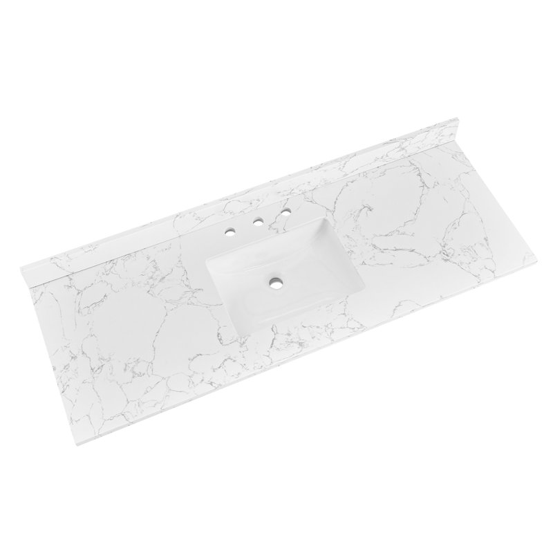 Comptoir-lavabo en pierre reconstituée de 152 cm (60 po) avec lavabo et dosseret en céramique, 60