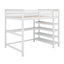 Lit mezzanine double avec tablettes de rangement et bureau sous le lit