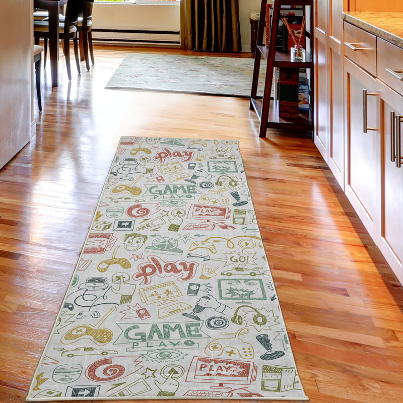 Tapis décoratif à haute densité en fibres de polyester Ganzi, Tapis de couloir 2 pi 5 po x 7 pi 5 po