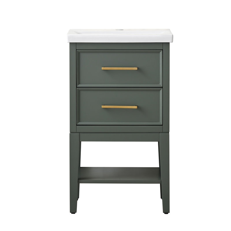 Meuble-lavabo simple 20 po avec comptoir en céramique Brodnax, Vert rétro