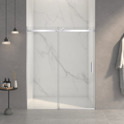 56-60-inch Brushed Nickel Frameless Sliding Shower Door