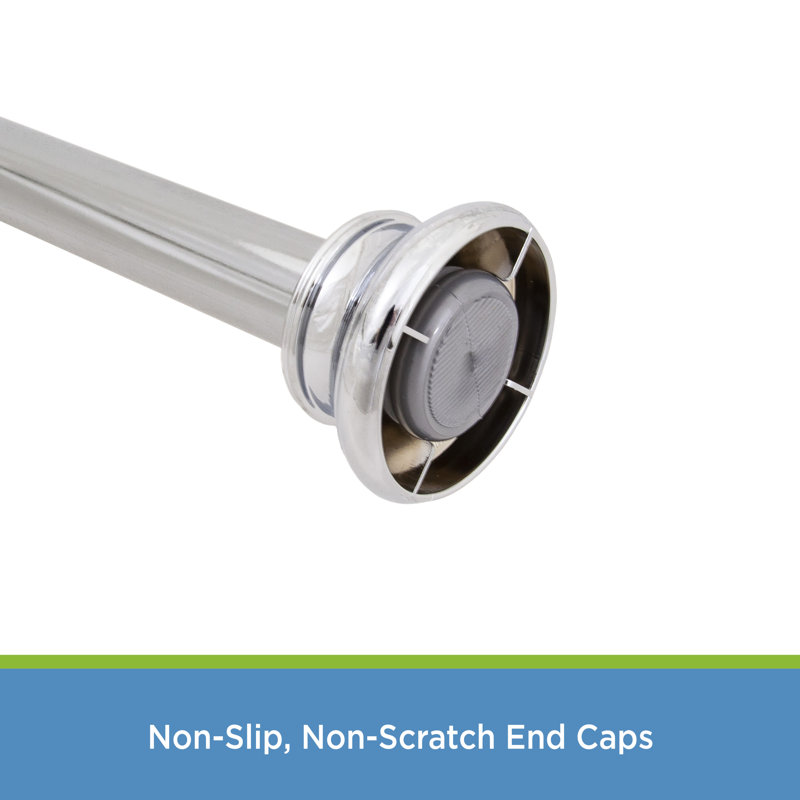 Chrome Adjustable Steel Tension Shower Curtain Rod 42-72 Inches