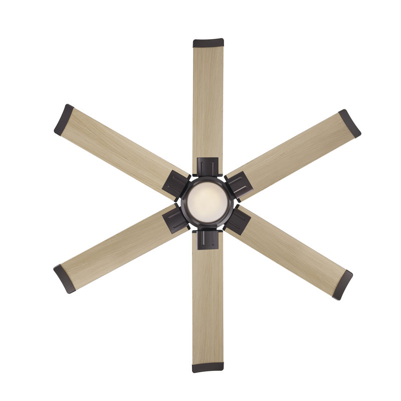 Soarin 56" 5CCT LED Smart Ceiling Fan, White Oak, Bronze