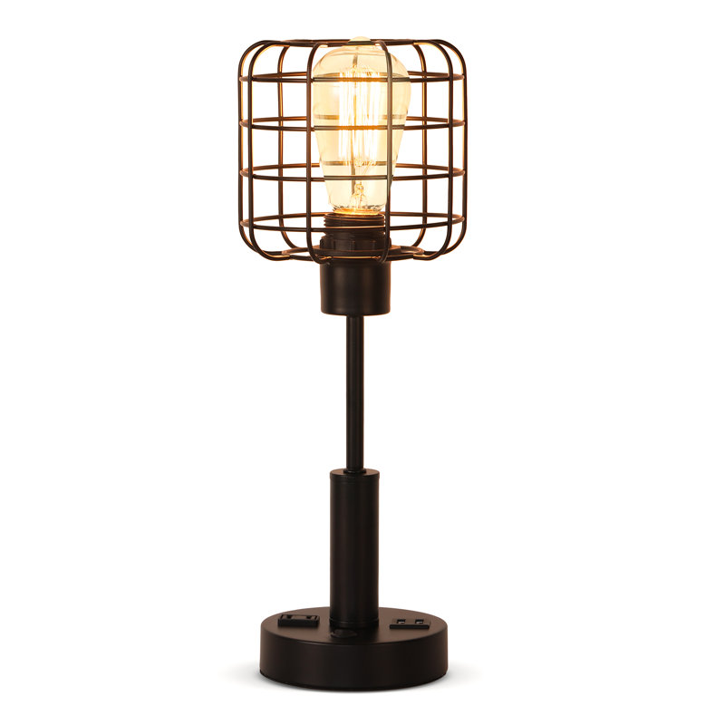 Lampe de table en bronze 12,1 "avec USB