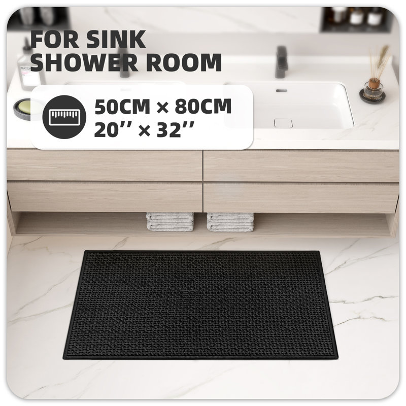Tapis pour salle de bain Idalee, Noir, L 20 po x L 32 po