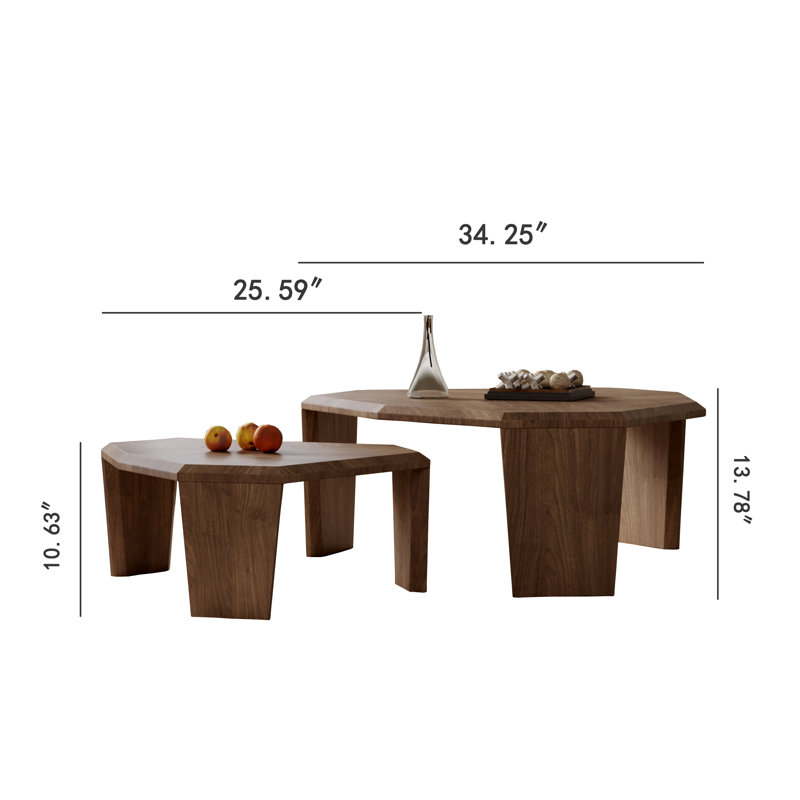 Modern Nesting Coffee Table Set, Minimalist Style Living Room Tables for Office & Lounge