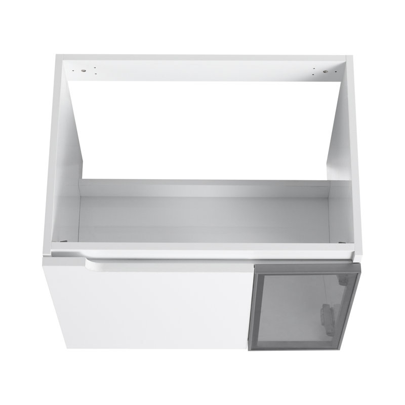 Meuble-lavabo moderne blanc brillant avec lavabo en céramique, conception peu encombrante