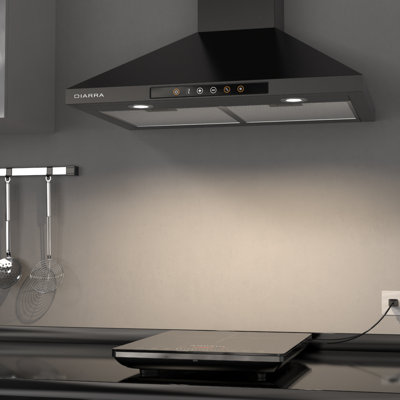 Ciarra 30'' Smart Wall Mount Range Hood with WiFi App & Voice Control, 450 CFM, Alexa & Google Assistant Compatible, Convertible Ducted/Ductless, Dimmable LED Lights, Dishwasher-Safe Aluminum Filters, Matte Black