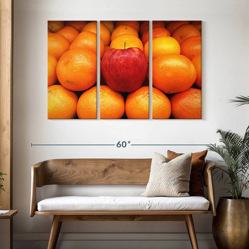Pomme Yarlin parmi les oranges, H 32 po x l 50 po