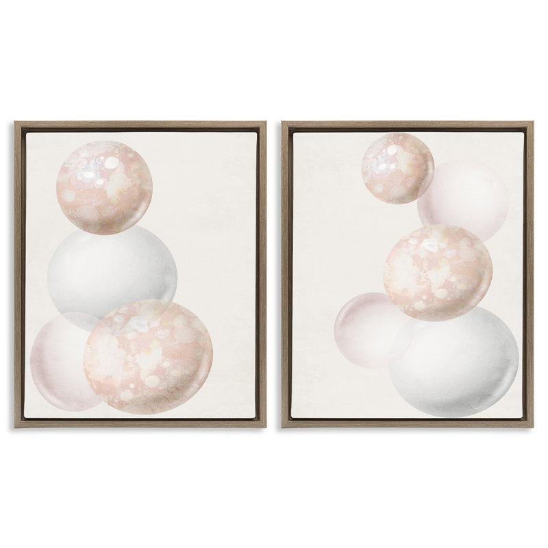 «Stacked Spheres Speckled», ensemble de 2 toiles flottantes encadrées par Ann Bailey, H 21 po x l 17 po