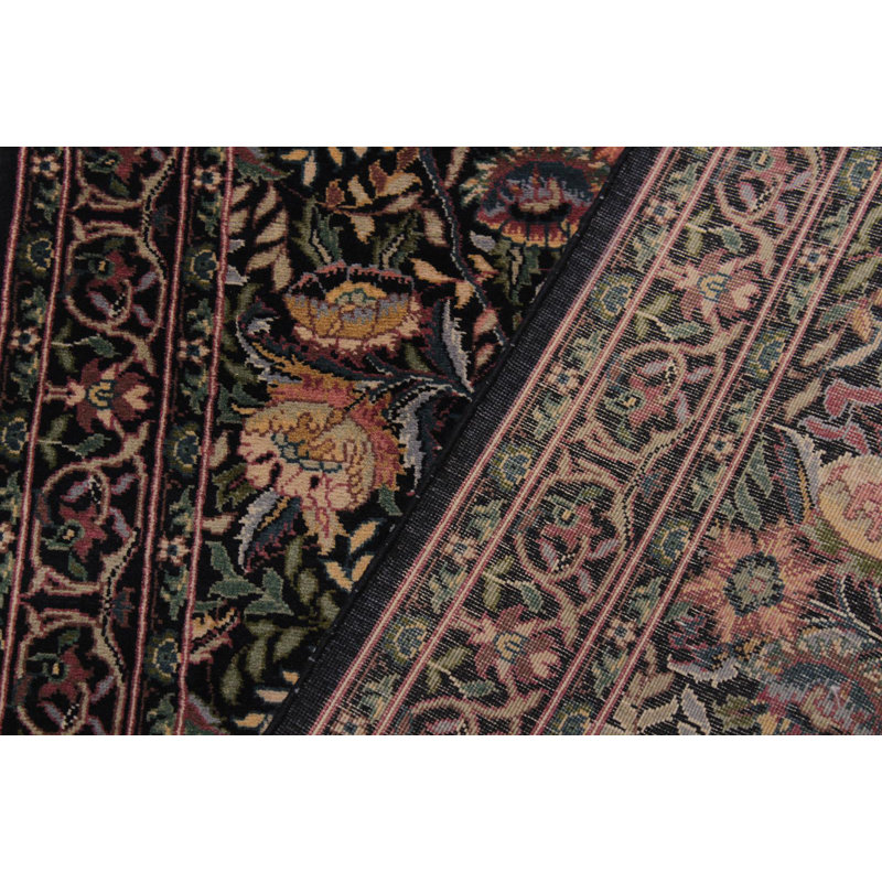 Tapis de couloir vert / rose / noir en laine noué à la main 2 pi 7 po x 8 pi 3 po Roca
