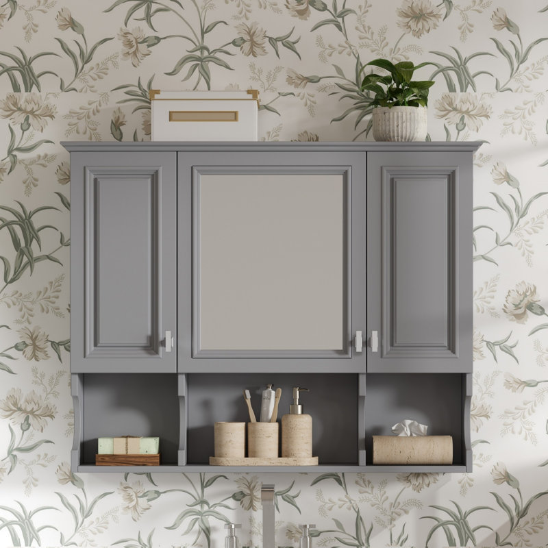 Armoire à pharmacie murale 35 po x 28 po, armoire de salle de bain moderne avec miroir, armoire à miroir avec tablettes ouvertes 