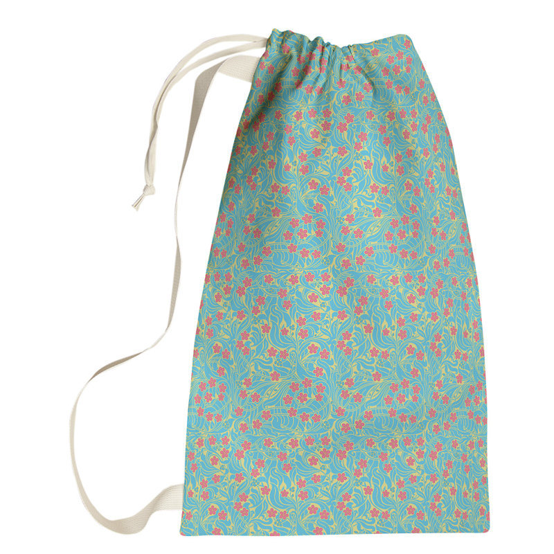 Leffel Fabric Laundry Bag with Handles, Small ( 64" H x 20" W x 1.5" D), Yellow/Blue/Pink