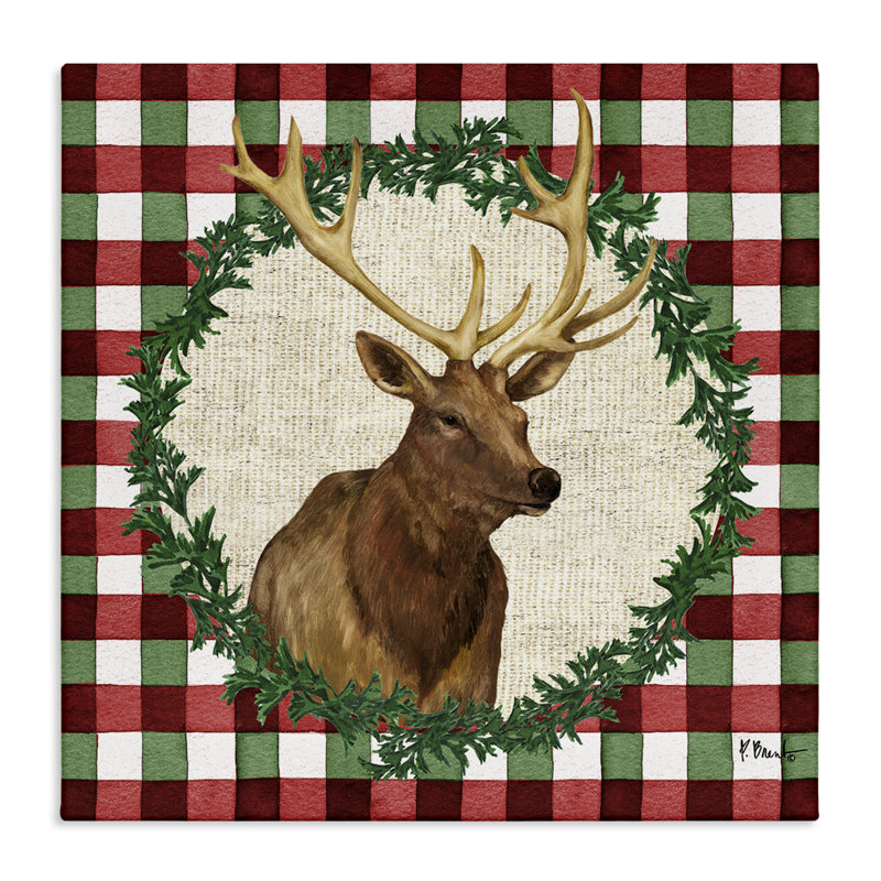  «Plaid Holiday Elk» par Paul Brent, H 30 po x l 30 po