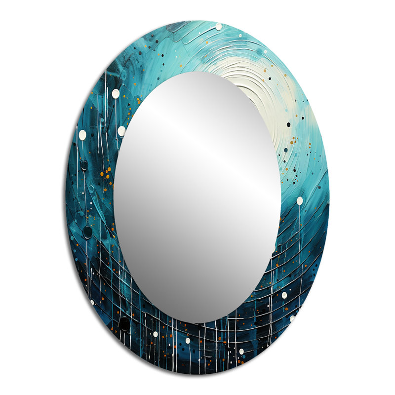 Miroir mural moderne bleu Minimalisme Moon II, 40 po x 30 po