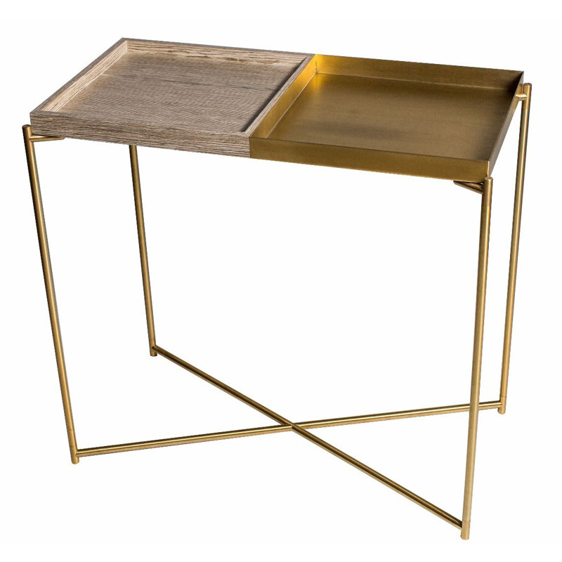 Bedell 83.2cm Console Table, Brass, Weathered Oak/Brass