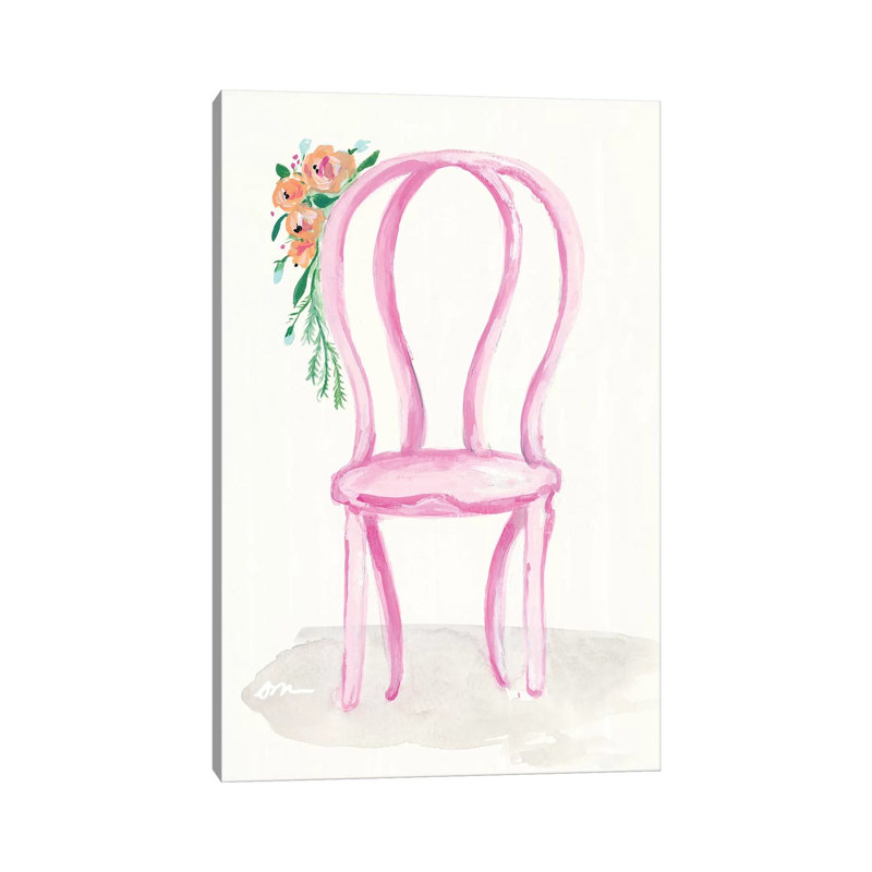 Floral Chair I by Jessica Mingo - Wrapped Canvas Painting, 20.32 cm H x 30.48 cm W