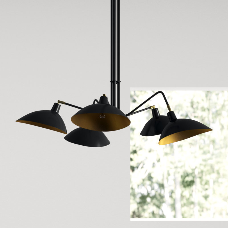 Lustre géométrique unique à 5 lumières Duke, Noir