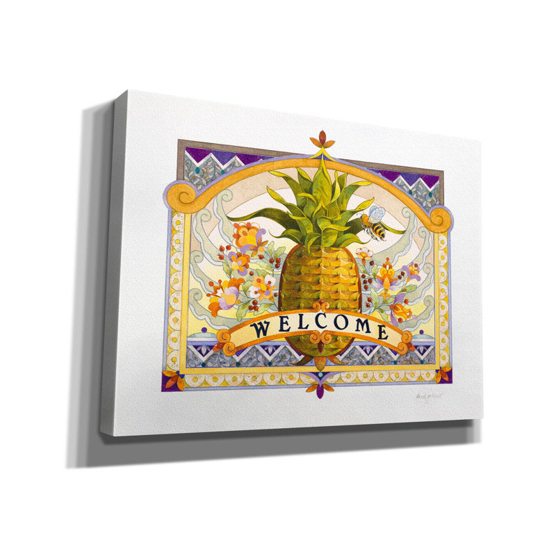 «Welcome Pineapple» par David Galchutt, art mural sur toile, H 12 po x l 16 po