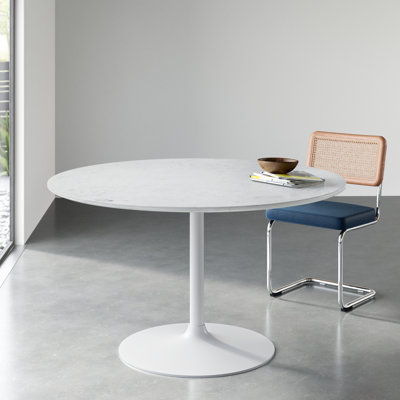 Bergamyer Round Marble Top Metal Base Dining Table
