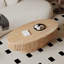 Table basse 47 po ovale avec rangement Table d'appoint moderne en placage de bois massif pour salon, chambre à coucher, appartement ou bureau, bois naturel