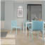 Summer - Fauteuil empilable moderne en plastique 4 pièces pour l'intérieur et l'extérieur - Dossier ergonomique à lattes, matériau PP toutes saisons, bleu ciel clair - patio, balcon, café