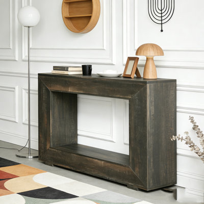 Farmhouse Rustic Wood Entryway Sofa Table with Storage