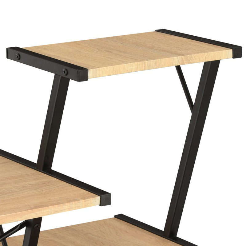 Alexandre Metal Base Writing Desk, Oak, Black