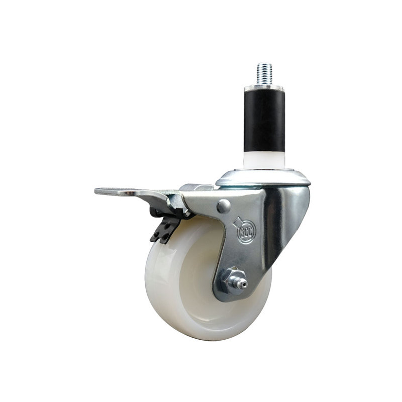3 pouces pivotant en nylon SS 1-3 / 8 pouces extensible roulette frein à verrouillage total SCC