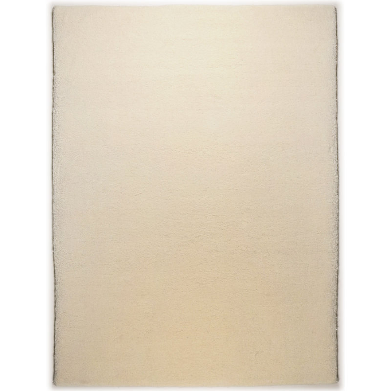 Arboga Hand Knotted Wool White Rug, Rectangular 60cm x 90cm