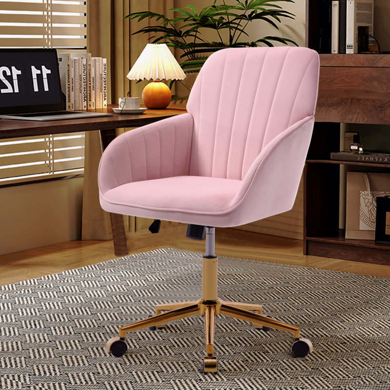 Adjustable Office Chair, Home Bedroom, Ergonomic Swivel Chair, Backrest Seat, Comfortable For Long Sitting, Gray, Gold