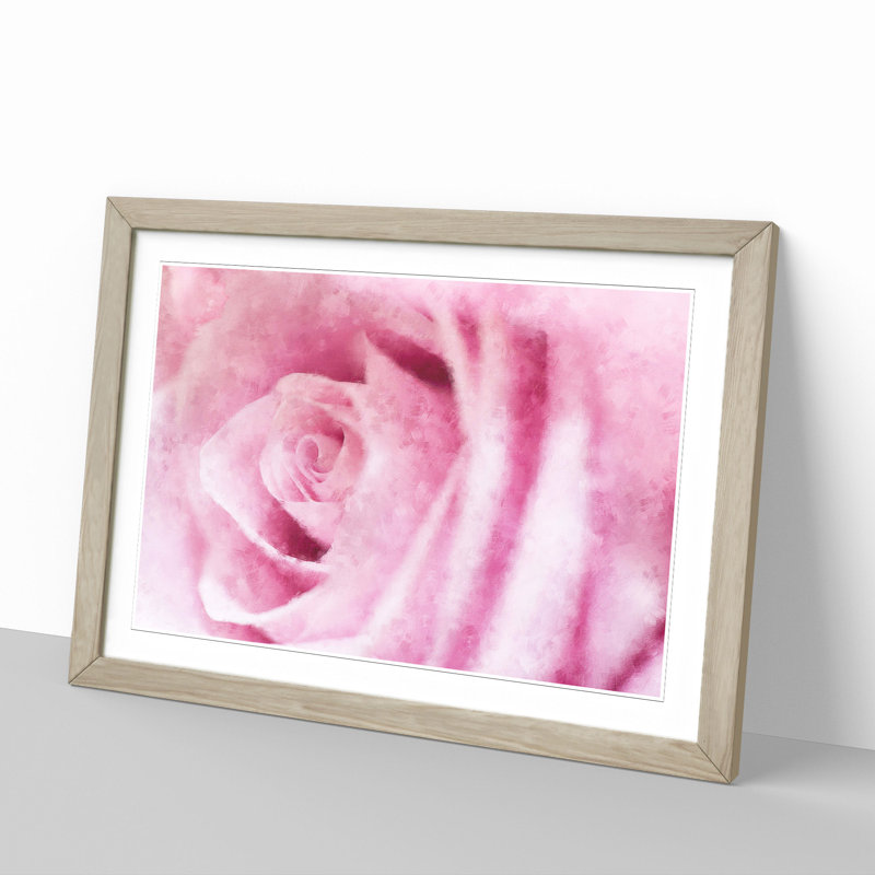 Pink Rose Flower Vol.1 - Framed Print, 27cm H x 36cm W x 2cm D, Oak Framed