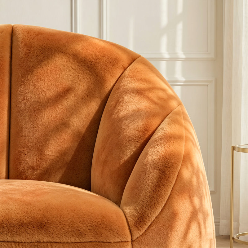 Fauteuil à billes surdimensionné en microfibre moelleuse avec repose-pieds surdimensionné, Orange