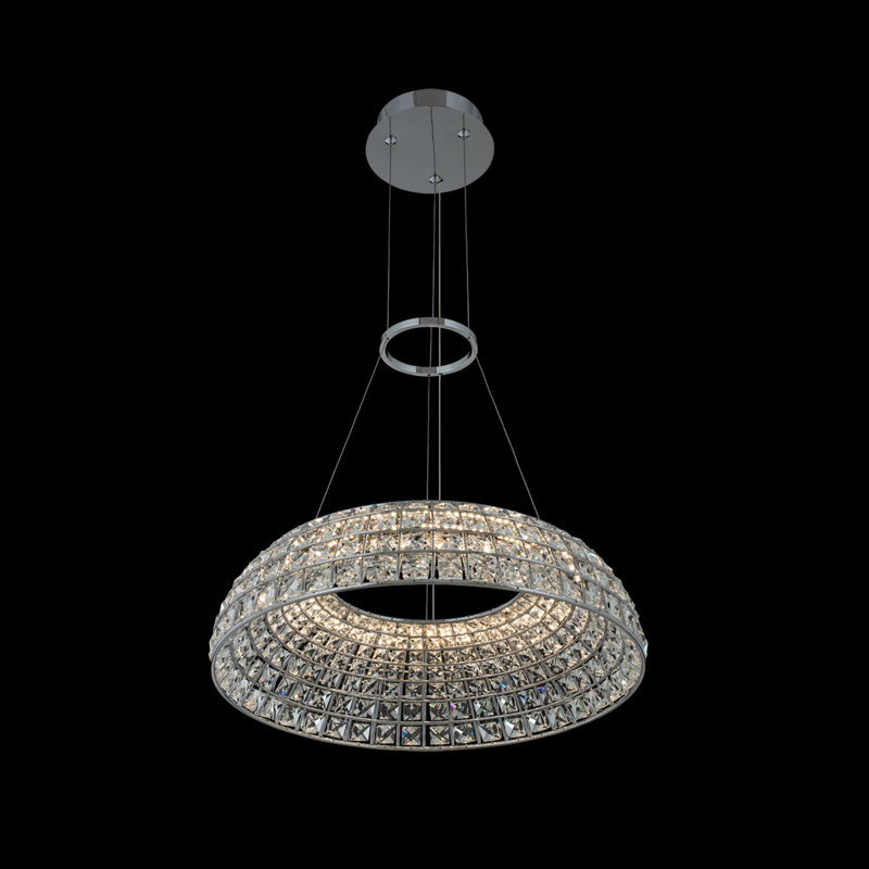 Nuvole 20'' Chrome LED Pendant with Clear Crystals