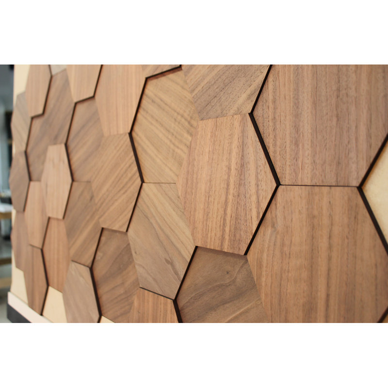 Carreau simple en bois hexagonal 3D L 8,6 po x L 7,45 po