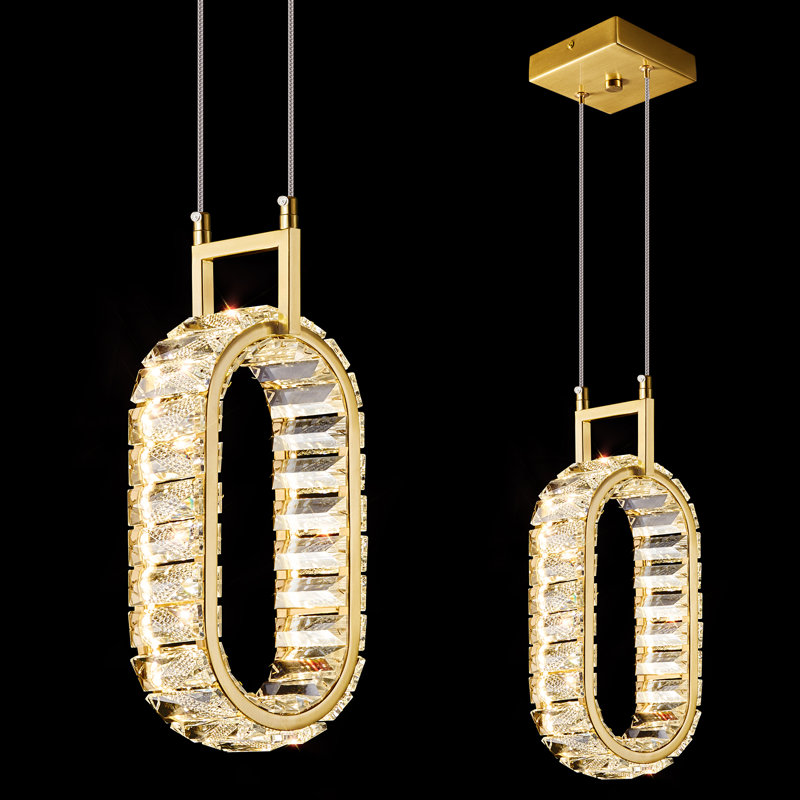 Mini luminaire suspendu en cristal à DEL pour îlot de cuisine pour salle à manger, salon, cuisine et bar (paquet de 1), Doré