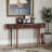 Leyna Fluted Wood 2-Drawer Oval Shaped Console Table