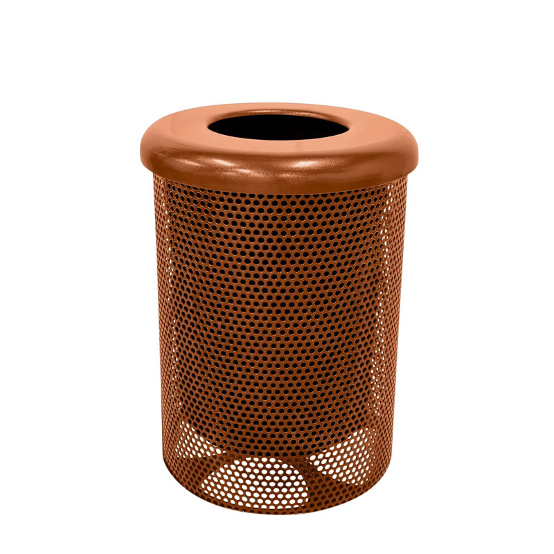 Poubelle d'extérieur Coated Outdoor Furniture de 32 gallons, en cuivre texturé et perforée, Cuivre texturé