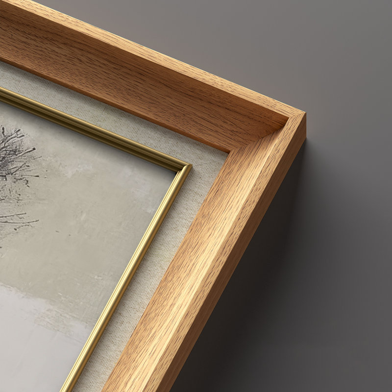 «Minimalist Winter Tree Modern Neutral Landscape in Beige and Black Home Decor», ensemble de 2 reproductions d'art mural encadrées de qualité supérieure sur papier 26 po x 36 po