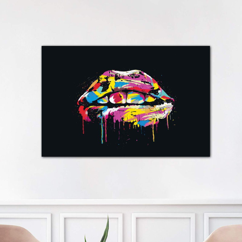 Colourful Lips by Balazs Solti - Print on Canvas, No Frame, 66.04 cm H x 45.72 cm W x 3.175 cm D