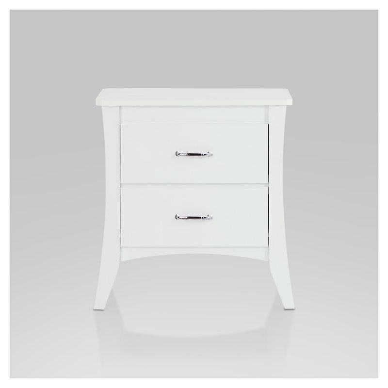 Babb White Finish Accent Table - Modern Nightstand with 2 Drawers, Bedside Storage Table for Bedroom