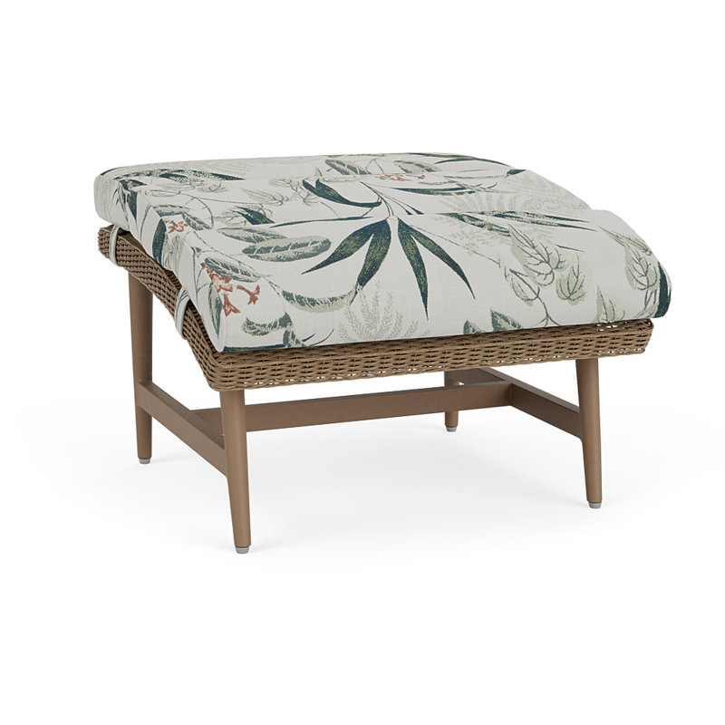 Cascade Outdoor Ottoman, Delicate Botanical Sage, Fawn