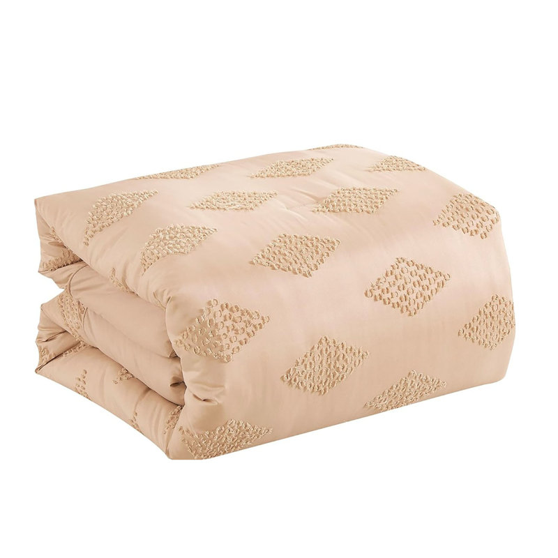 7 Piece Beige Boho Geometric Bedding Comforter Set, King Comforter + 6 Additional Pieces Included