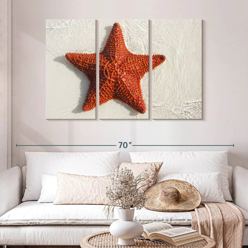 Brampt Beach Red Starfish, 32" H x 50" W