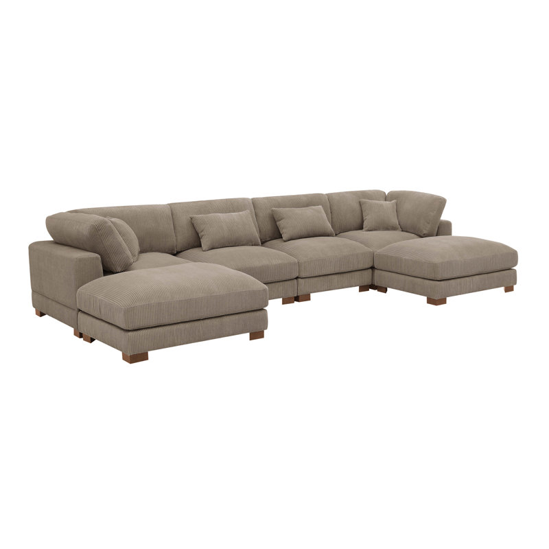 Andreco Corduroy U-Shaped Sectional, Camel Corduroy