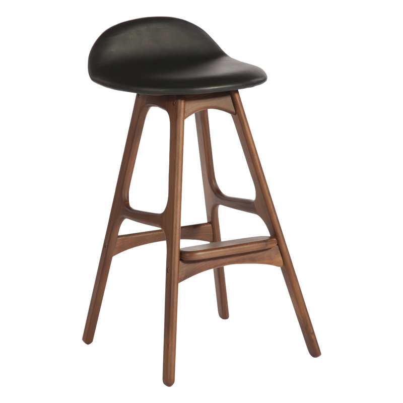 Tabouret de bar et de comptoir Grove, Noir, Noyer, Tabouret de comptoir (siège d’une hauteur de 25