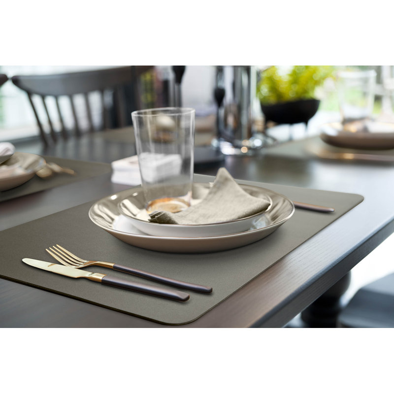 Faux Leather Solid Rectangle Placemat, Gray