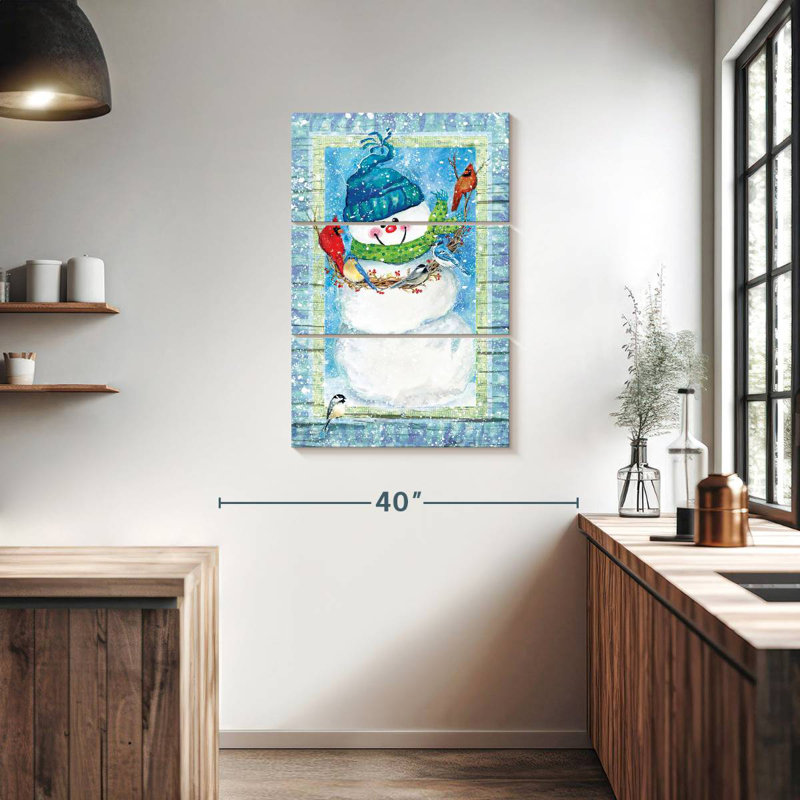 Bonhomme de neige et cardinaux Lelend, H 38 po x l 24 po