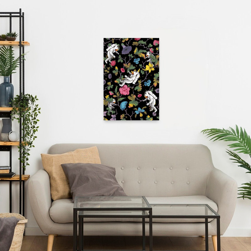 Whimsical Space Garden Colorful Surreal Vibrant Flower Wall Art Print by Marja Van Den - Wrapped Canvas Print
