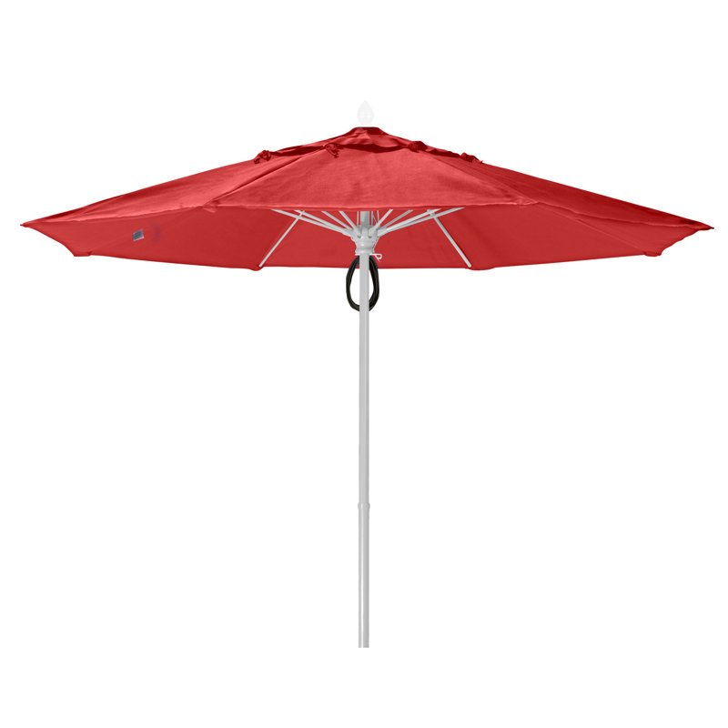 Parasol de marché 11 'Prestige, Blanc, Toile Sunbrella® rouge Jockey